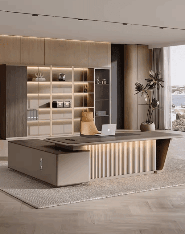 مكتب مدير فخم خشب طبيعى دهانات قشرة طبيعى كود GDGL 1004