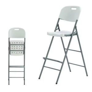 كرسي بار قابل للطي من البلاستيك عالي الكثافة وارجل من المعدن