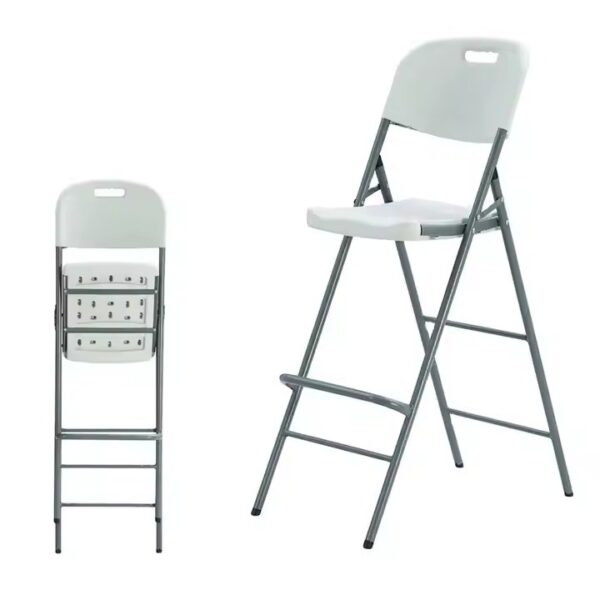 كرسي بار قابل للطي من البلاستيك عالي الكثافة وارجل من المعدن