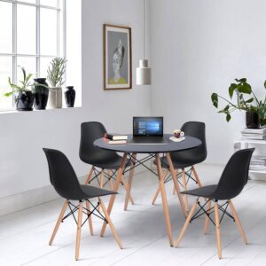 ترابيزة قرص MDF بأرجل خشب زان وشاسيه حديد GLHT 002