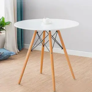 ترابيزة قرص MDF بأرجل خشب زان وشاسيه حديد GLHT 001
